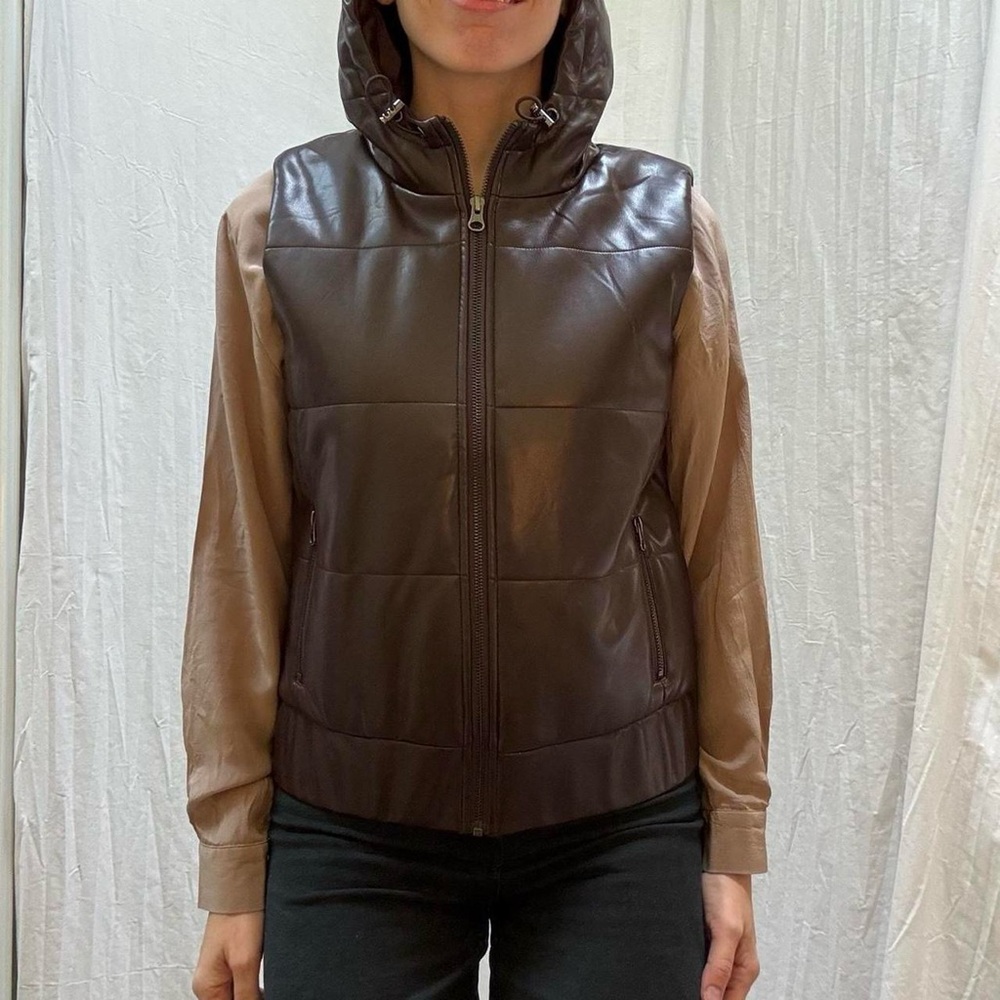 Brown Chocolate Hooded‎ Puffer Vest by J. Society Size Small NWT